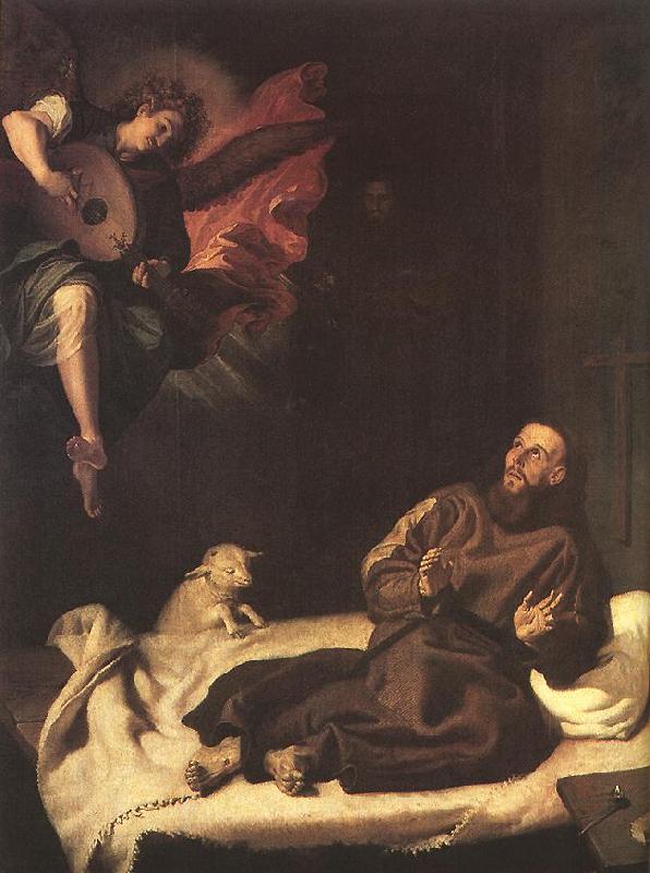 RIBALTA, Francisco St Francis Comforted by an Angel Sweden oil painting art